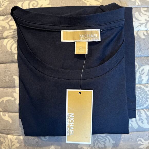 NWT, Michael Kors Women’s Size Large & XL Navy Tee w/Double Ruffle Sleeves, K627 - Picture 15 of 17